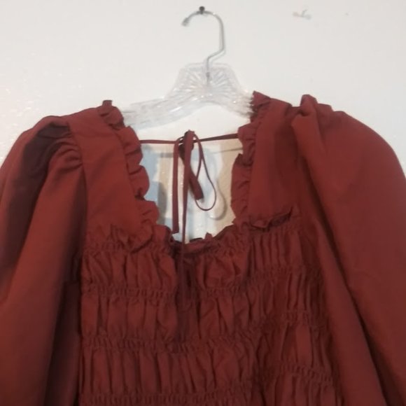 Milk & Honey women's size L rust colored long sleeve blouse - Picture 5 of 15